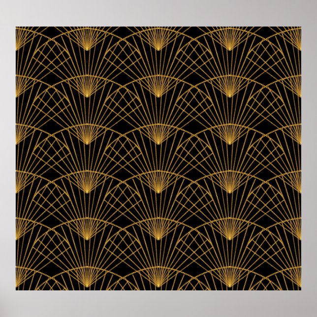 Art Deco Glamour: Goldener Lüfter. Poster (Vorne)