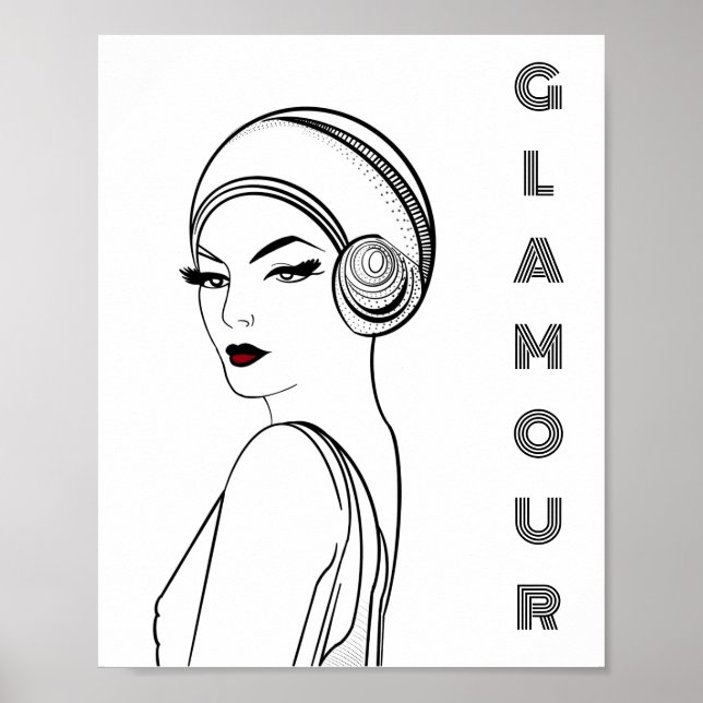 Art Deco Glamour Illustration Poster (Vorne)