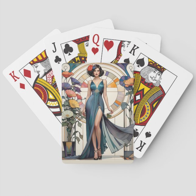 Art Deco Glamour Lady Spielkarten (Rückseite)