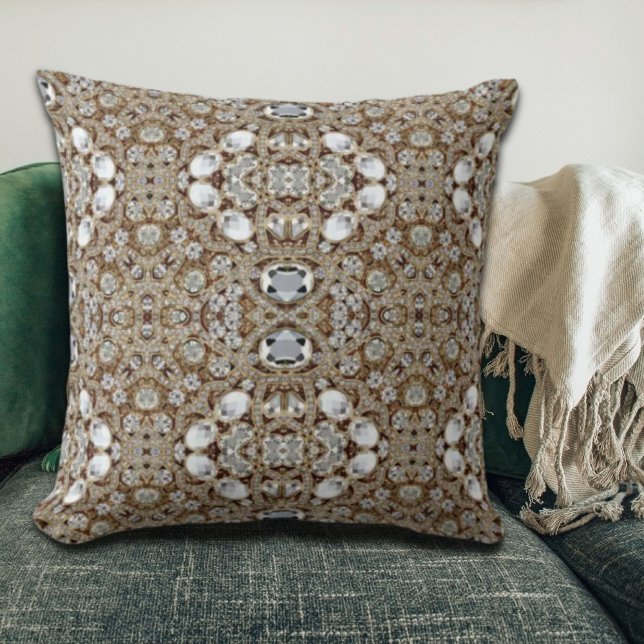 Art Deco Glamour Vintage Mode Beige Gold Kissen (Art Deco Glamorous Vintage Fashion Beige Gold Throw Pillow)
