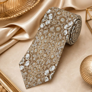 Art Deco Glamour Vintage Mode Beige Gold Krawatte