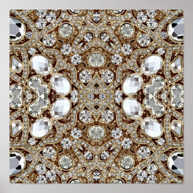 Art Deco Glamour Vintage Mode Beige Gold Poster (Vorne)