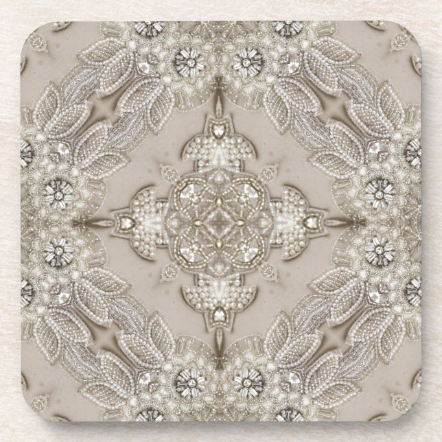 Art Deco Glamour Vintage Mode Grau Beige Untersetzer (Vorderseite)