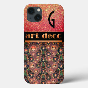 Art Deco Glitter-Look Pfirsich Grün Schwarz Case-Mate iPhone Hülle