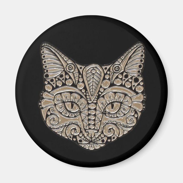 Art deco gold and black Egyptian style cat Magnet (Vorne)