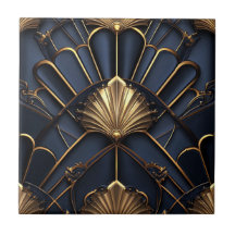 Art Deco Gold and Blue Vintage