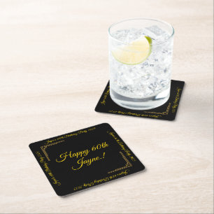 Art Deco Gold auf Black Birthday Party Rechteckiger Pappuntersetzer