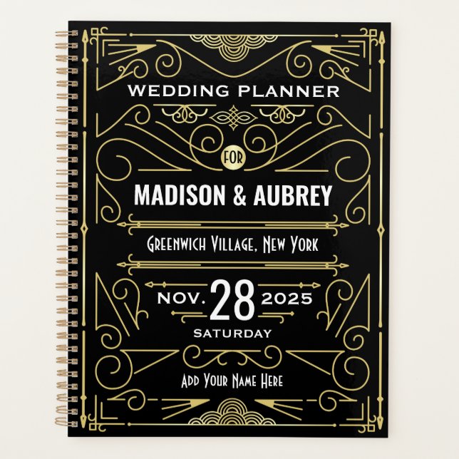 Art Déco Gold Black 1920 Elégant Mariage Gatsby (Devant)
