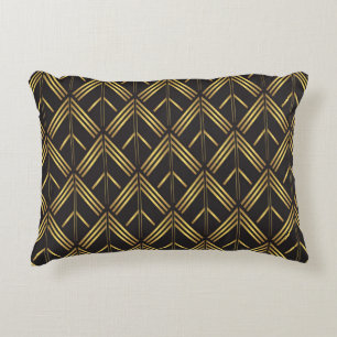 Art Deco Gold Black Arrow Muster Dekokissen
