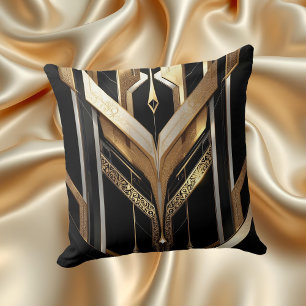 Art Deco Gold Black Geometric Design Kissen