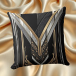 Art Deco Gold Black Geometric V Design Kissen<br><div class="desc">Art Deco Gold Black Silver Geometric V Design</div>