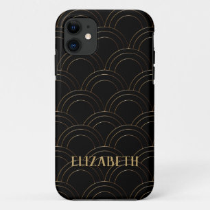 Art Deco Gold Black Name Personalisiert Case-Mate iPhone Hülle