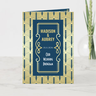 Art Deco Gold Blue Entourage Orden der Zeremonie Programm