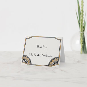 Art Deco Gold Elegante Hochzeits-Dankeskarten Dankeskarte
