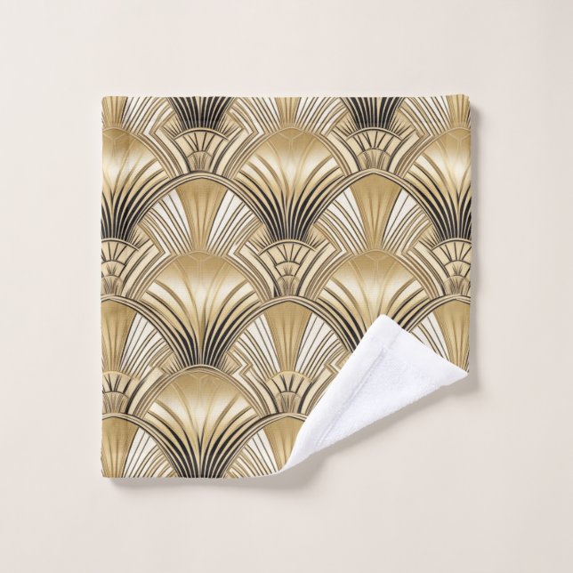Art Deco Gold Elfenbeinmuster Waschlappen (Waschlappen)