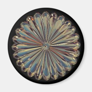 Art Deco Gold Fächer Muschel Blumen Metalloptik Magnet