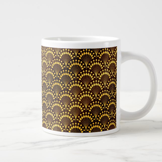 Art Deco Gold Fan Muster Jumbo-Tasse (Rechts)