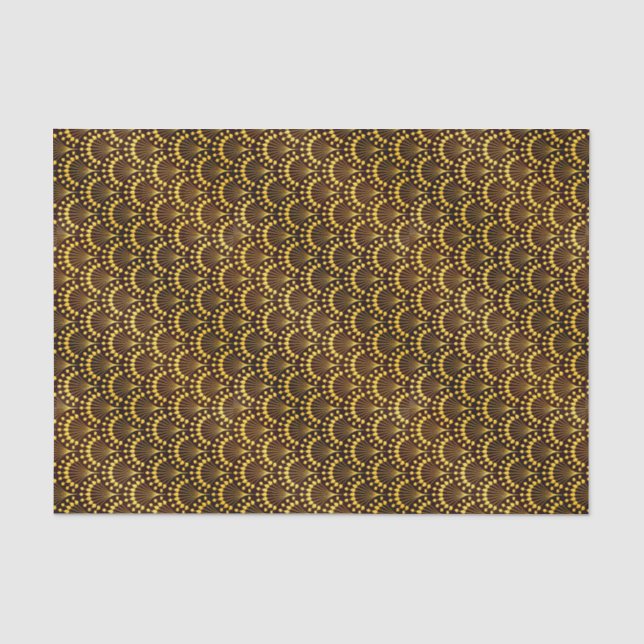 Art Deco Gold Fan Muster Seidenpapier (Vorderseite)