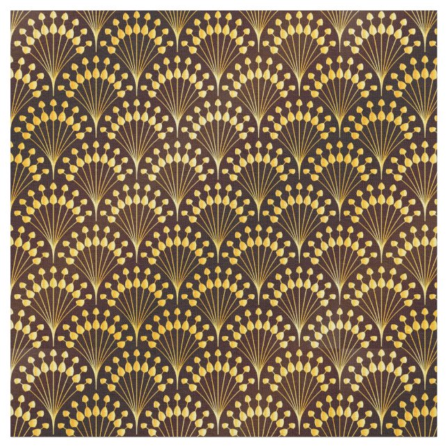 Art Deco Gold Fan Muster Stoff (Nahaufnahme)