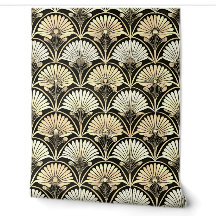 Art Deco Gold Floral Fan Accent Wall