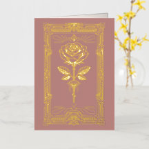 Art Deco Gold Foil Rose Valentine Card