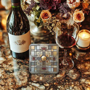 Art Deco Gold Grau Rost Braun Geometrisch  Rechteckiger Pappuntersetzer