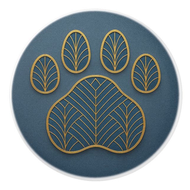 Art Deco Gold & Green "Metalwork" Paw Keramik Knoc Keramikknauf (Vorderseite)