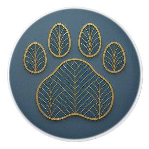 Art Deco Gold & Green "Metalwork" Paw Keramik Knoc Keramikknauf