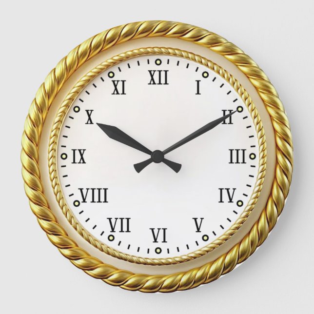 Art Deco Gold Große Wanduhr (Vorderseite)