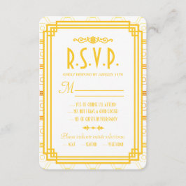 Art Deco Gold Hochzeitkarten RSVP Karte
