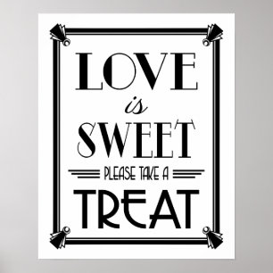 Art Deco GOLD LIEBE IST B/G Farbänderung Poster