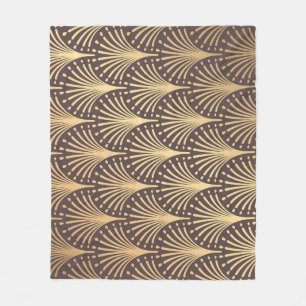 Art Deco Gold: Minimalistischer geometrischer Luxu Fleecedecke
