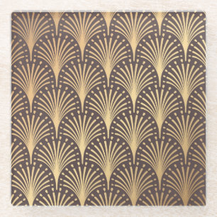 Art Deco Gold: Minimalistischer geometrischer Luxu Glasuntersetzer