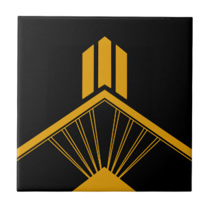 Art Deco Gold Mustard Geometrische Grenze Schwarz Fliese