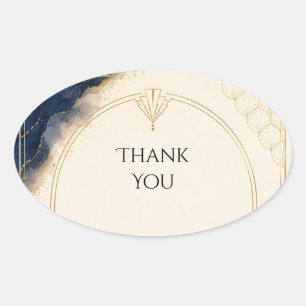 Art Deco Gold Navy Marmor Dankeschön Aufkleber
