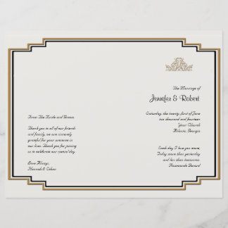 Art Déco Gold Posh Wedding Programme
