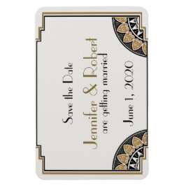 Art Deco Gold Posh Wedding Speichern Sie das Datum Magnet