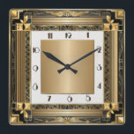 Art Deco Gold Quadratische Wanduhr<br><div class="desc">Großartiges Uhrendesign. Du wirst es wie andere Liebe bekommen. Sie können dieses Design auch für andere Produkte verwenden,  die Sie mögen,  oder Ihren Text anpassen und hinzufügen. Folgen Sie mir für mehr. Vielen Dank. Ich wünsche Ihnen einen schönen Tag.</div>