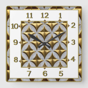 Art Deco Gold Quadratische Wanduhr