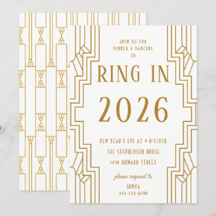 Art Deco Gold Rahmen Silvester Party Einladung