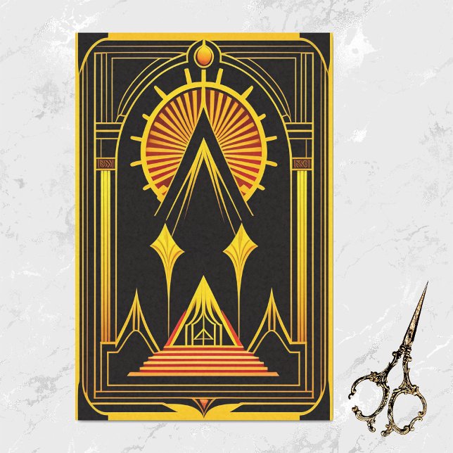 Art Deco Gold Red Black Artwork Seidenpapier (Von Creator hochgeladen)