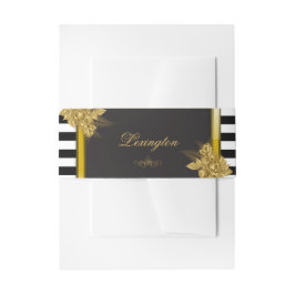 Art Deco Gold Rose, Streifen Hochzeit Einladungsbanderole