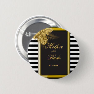 Art Deco Gold Rose, Streifen Mutter der Braut Button