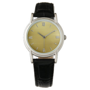 Art Deco Gold Satin Streifen Armbanduhr