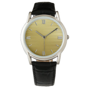 Art Deco Gold Satin Streifen Armbanduhr