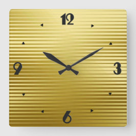 Art Deco Gold Satin Streifen Quadratische Wanduhr
