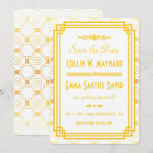 Art Deco Gold Save The Date Einladung
