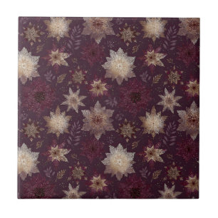 Art Deco Gold Schneeflocken Burgund Glamourös Flor Fliese