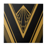 Art Deco Gold Schwarz Elegante Geometrische Karte Fliese<br><div class="desc">Stilvergoldet auf Deko im Stil der Schwarzen Kunst geometrische Details Ornament dekorative Keramik Fliesen. Bitte beachten Sie,  dass das Gold hier ein senfgelber Flachdruck ist und keine Goldfolie ist.</div>
