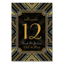 Art Deco Gold Schwarz Gästename